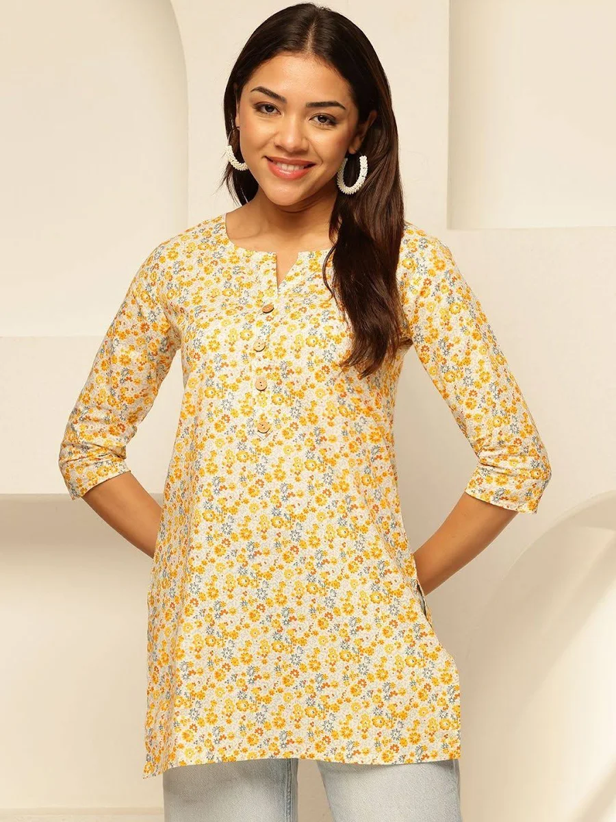 Marigold Ditsy Floral Short Kurti