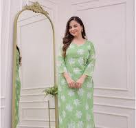 Mint Green Floral Embroidered Kurti