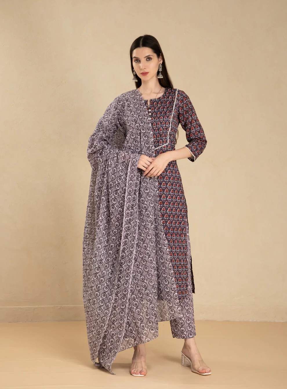 Indigo Paisley Anarkali Kurti Set